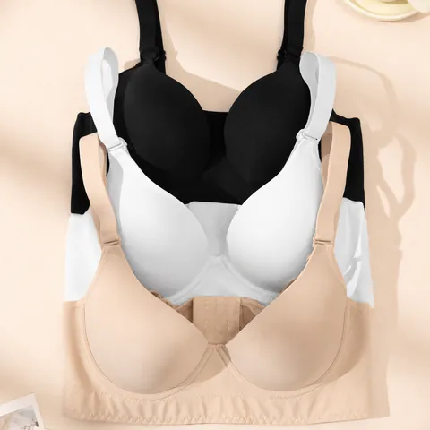 Women Sexy Seamless Push Up Bra Wide Shoulder Straps Lifting Anti-Sagging Comfortable Full Cup Underwire Lingerie Brassiere