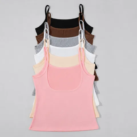 Women Sexy Backless Camisole Nylon Spaghetti Strap Tank Top Breathable Slim Fit Base Layer Solid Color Sleeveless Top