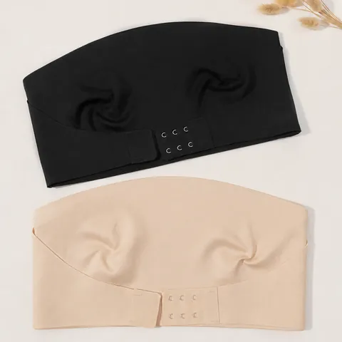 Women Seamless Strapless Ice Silk Bra Front Closure Anti-Slip Breathable Bandeau Bra Invisible Underwear Top