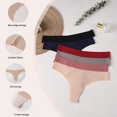 Women's Seamless Ice Silk Thongs Invisible Low Waist G-Strings Sexy Breathable Nylon Underwear For Yoga Gym Sport Fitness Panties