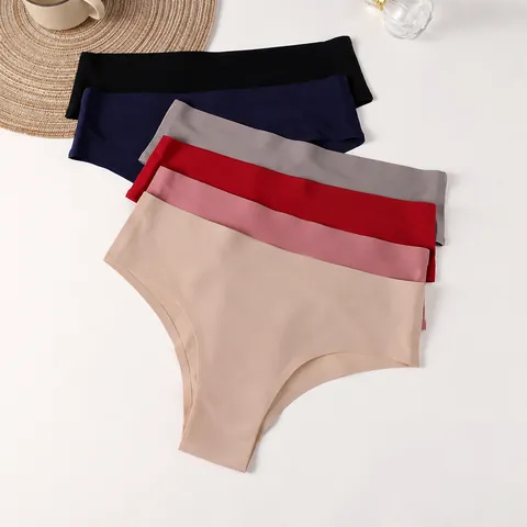 Women Sexy Ice Silk Seamless Thongs Low Waist One-Piece Invisible G-String Sports Breathable Comfort Thong Panties For Ladies
