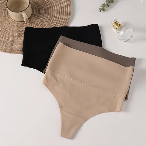 Women High Waisted Seamless Shapewear Thong Polyamide Tummy Control Panties Slimming Body Shaper Underwear
