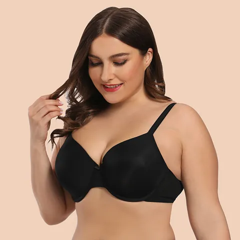 Women Plus Size Minimizer Bra Smooth Thin Molded Cup Underwired Full Coverage Seamless T-Shirt Bra Breathable Comfortable Lingerie