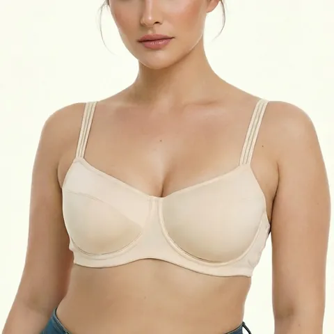 Dames Plus Size Beha Volledige Dekking Ultradunne Cup Metalen Draadbandjes Acetaatvezel Ondersteunend Minimalistisch Huidskleur