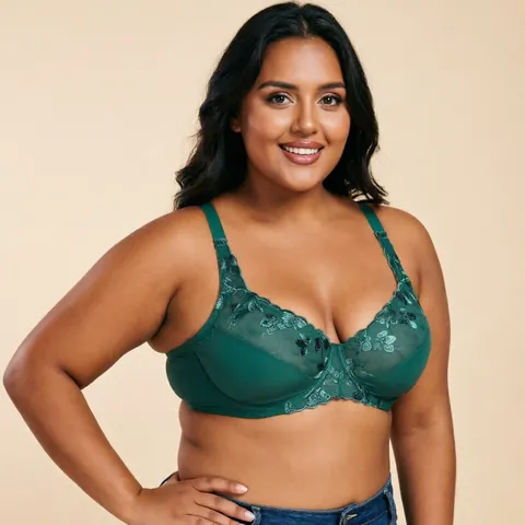 Damen Übergröße Spitze Stickerei BH Französischer Stil Lingerie Mit Bügel Bequem Atmungsaktiv Push Up Lingerie Polyester Top