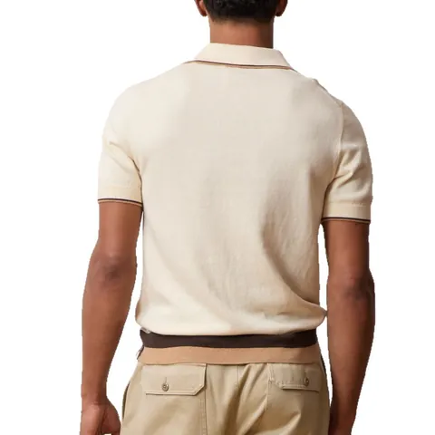 Men Contrast Color Stitching Short Sleeve Knit Polo Shirt Lapel Lightweight Polyester Top Casual Retro Style Shirt BK0076