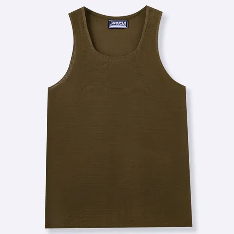 Camiseta de Tirantes de Punto Acrílico Casual para Hombre Verano Color Sólido Cuello en U Holgada Sin Mangas para Deporte