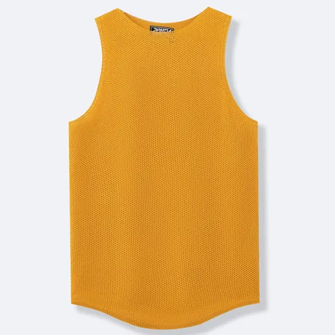 Men's Summer Mesh Hollow Out Sports Vest Quick Dry Breathable Elastic Knitted Sleeveless Top Gym Fitness Training Casual Top