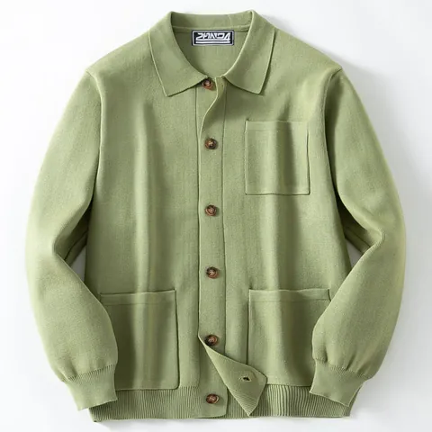 Men Casual Knitted Cardigan Sweater Jacket Long Sleeve Shirt Collar Single-Breasted Loose Top For Autumn Spring Fashion Outerwear