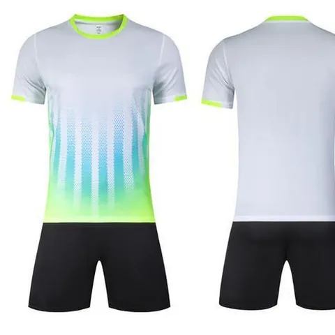 Unisex Kids Adult Soccer Jersey Set Quick Dry Polyester Breathable Training Uniform Gradient Short Sleeve Top And Bottom