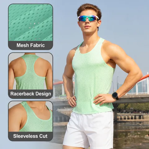 Professional Quick Dry Running Vest Seamless Wind Tunnel Mesh Marathon Fitness Tank Top Breathable Sportswear Racerback Top