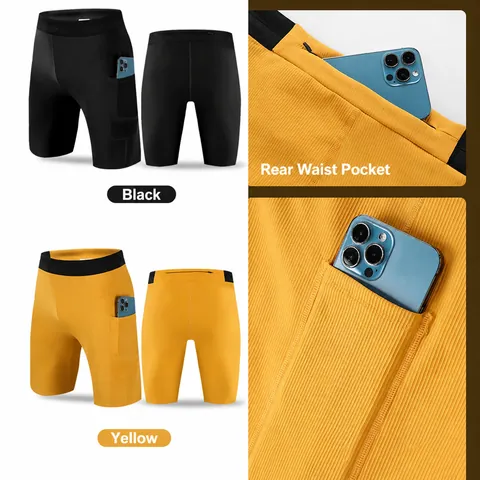 Men Quick Dry Double Layer Sports Shorts With Built-in Lining Running Training Basketball Elastic Marathon Shorts