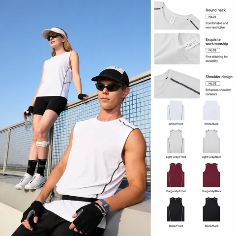 Unisex Quick Dry Sport Vest Breathable Sleeveless Running Fitness Tank Top Top And Bottom Suit Sportswear With Reflective Trim