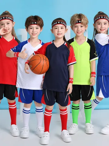 Kids Quick Dry Football Jersey Top And Bottom Polyester Breathable Athletic Training Suit For Boys Sportswear Uniform