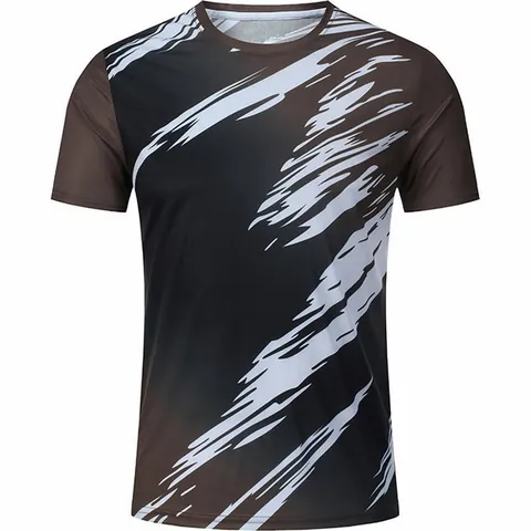 T-Shirt de Sport Respirant à Séchage Rapide pour Hommes Imprimé Polyester Manches Courtes Haut de Sport pour Gym Randonnée Cyclisme Extérieur