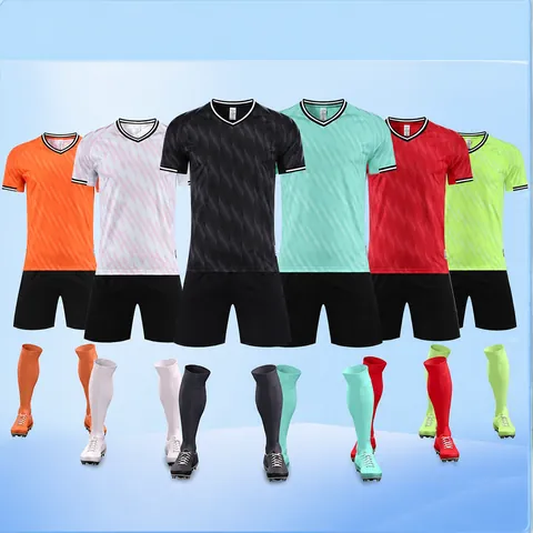 Maillot de Football Manches Courtes Uniforme de Football Haut Et Bas pour Hommes Femmes Enfants Entraînement Sportif en Polyester
