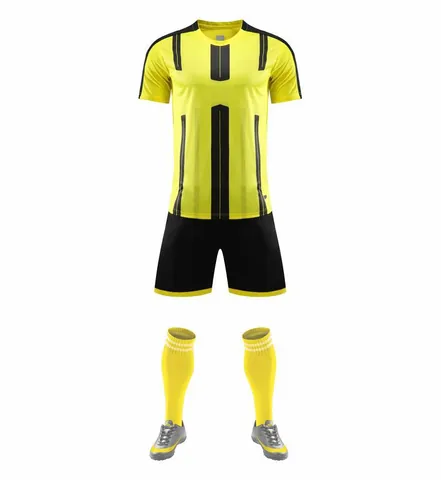 Polyester Printed Football Kit For Men Women Kids Breathable Striped Football Top And Bottom Training Uniform Apparel
