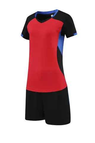 Women's Quick-Dry Volleyball Sportswear Set V-Neck Short Sleeve Top And Bottom Shorts Sport Casual Uniform For Badminton Gym Training