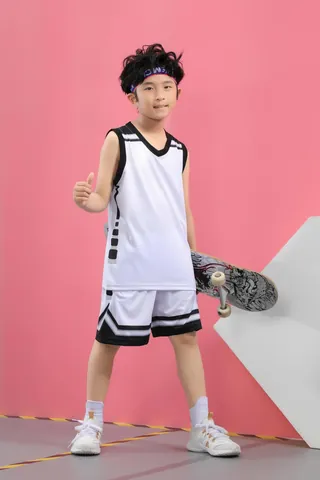 Conjunto de Camiseta de Baloncesto para Niños Transpirable Malla de Poliéster Top Y Pantalones Cortos para Niños Niñas Entrenamiento Deportivo