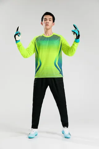Maillot de Gardien de But de Football Professionnel pour Adultes Manches Longues Rembourré T-Shirt d'Entraînement Respirant Top de Sport