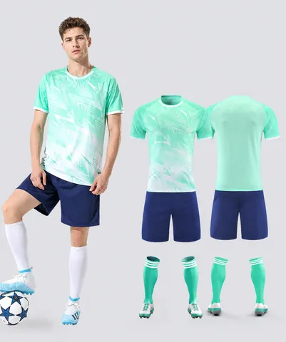 Adult Football Jersey Set Men Women Quick Dry Soccer Training Uniform Breathable Geometric Printed Sports Top And Bottom