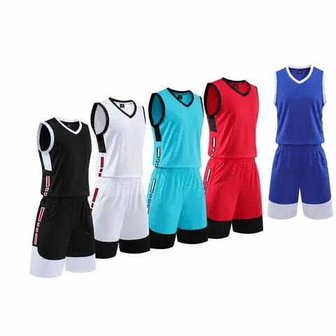 Camiseta de Baloncesto para Niños Cuello en V Secado Rápido Transpirable Chaleco Deportivo Y Pantalones Cortos Top And Bottom Para Niños Niñas Entrenamiento Uniforme de Equipo 215