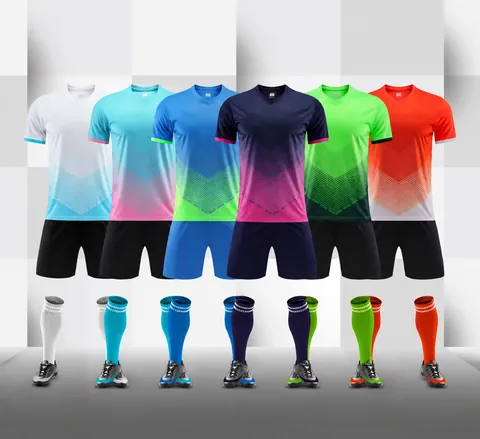 Soccer Training Uniform Top And Bottom For Men Kids Breathable Polyester Sportswear Athletic Soccer Jersey Shorts Set 916