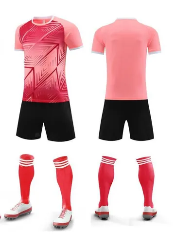 Quick Dry Breathable Football Kit Set For Adults Kids Polyester Geometric Print Soccer Jersey Shorts Sportswear Uniform