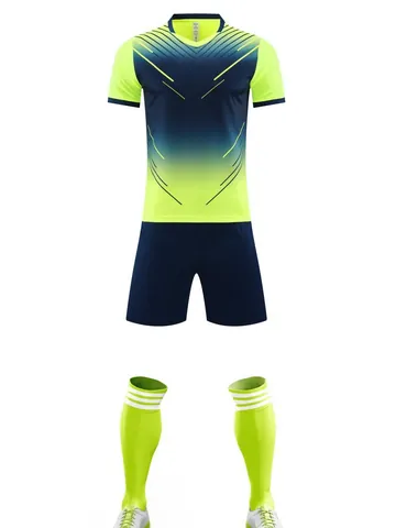 Men's Soccer Jersey Set Polyester Breathable Quick Dry Football Uniform For Training Competition Top And Bottom With Socks