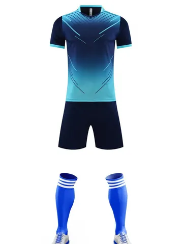 Men's Soccer Jersey Set Polyester Breathable Quick Dry Football Uniform For Training Competition Top And Bottom With Socks