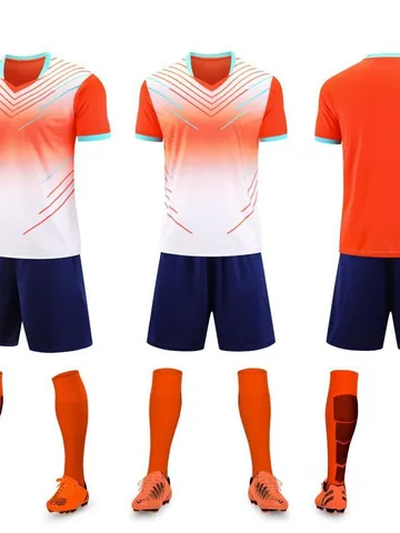 Unisex Football Training Uniform Set Quick Dry Gradient Print Soccer Jersey And Shorts For Kids And Adults Sportswear