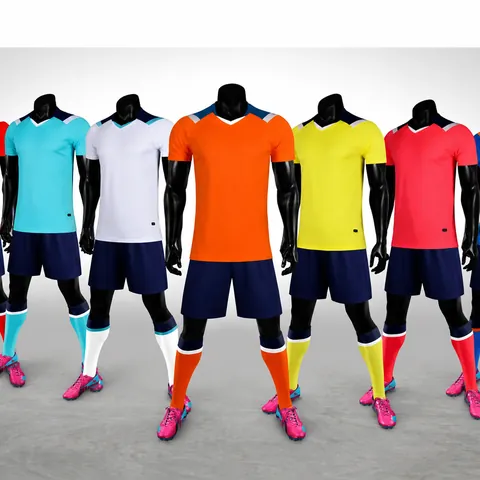 Men Kids Quick Dry Football Jersey Set Short Sleeve Soccer Uniform Top And Bottom Training Match Sports Kit Breathable