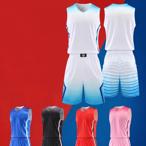Men High Quality Basketball Suit Quick Dry Mesh Fabric Breathable Sports Team Uniform Sleeveless Top And Bottom For Match SM7704