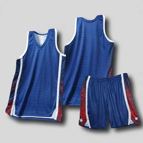 Men Athletic Basketball Uniform Set V-Neck Breathable Mesh Sportswear Top And Bottom Sleeveless Jersey And Shorts