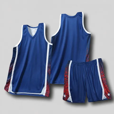 Men Athletic Basketball Uniform Set V-Neck Breathable Mesh Sportswear Top And Bottom Sleeveless Jersey And Shorts