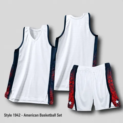 Men Athletic Basketball Uniform Set V-Neck Breathable Mesh Sportswear Top And Bottom Sleeveless Jersey And Shorts