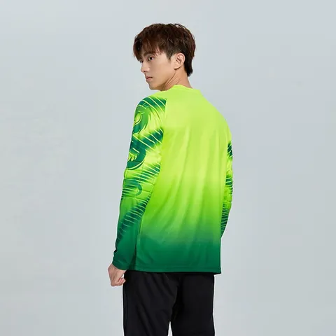 Professional Soccer Goalkeeper Jersey Padded Football Training Suit Long Sleeve Breathable Gradient Top And Bottom For Men Kids