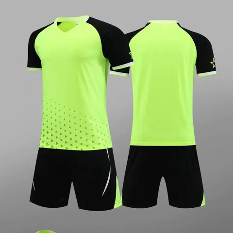 Conjunto de Camiseta de Fútbol para Hombre y Niños Transpirable Secado Rápido Uniforme de Fútbol Chándal Con Camiseta Cuello V y Pantalones Cortos