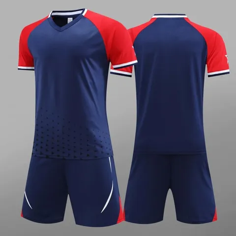 Conjunto de Camiseta de Fútbol para Hombre y Niños Transpirable Secado Rápido Uniforme de Fútbol Chándal Con Camiseta Cuello V y Pantalones Cortos