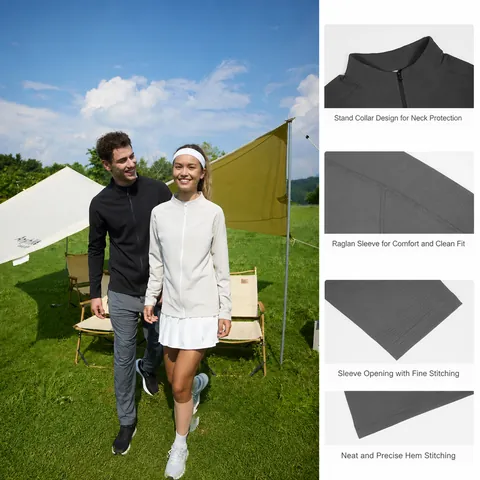 Men Women Outdoor Sports Jacket Breathable Quick Dry Stand Collar Long Sleeve Top For Hiking Cycling Fitness Training Workout Coat