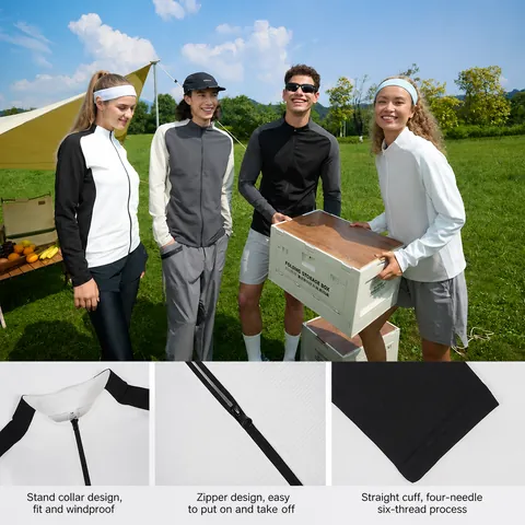 Γυναικεία Ανδρική Unisex Casual Αθλητική Πλεκτή Ζακέτα με Χρωματικές Αντιθέσεις Στενή Εφαρμογή Όρθιος Γιακάς Φερμουάρ Υπαίθριο Τοπ
