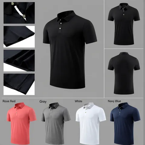 Unisex Quick Dry Sport Polo Shirt Breathable Short Sleeve Top Contrast Lapel Collar Moisture Wicking Outdoor Workwear Apparel
