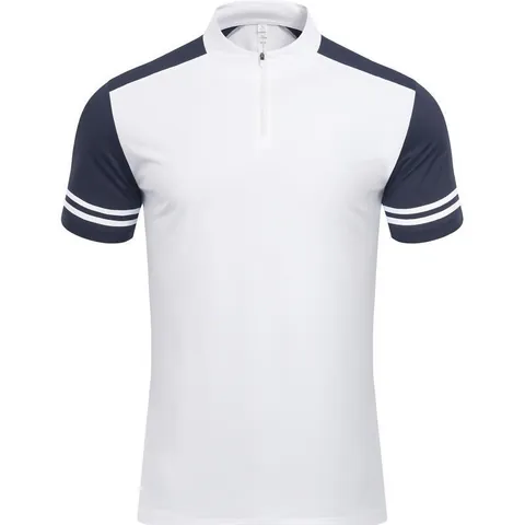 Unisex Schnelltrocknendes Polyester Farbblock Polo Shirt Reißverschluss Stehkragen Kurzarm Sport Top Arbeitskleidung