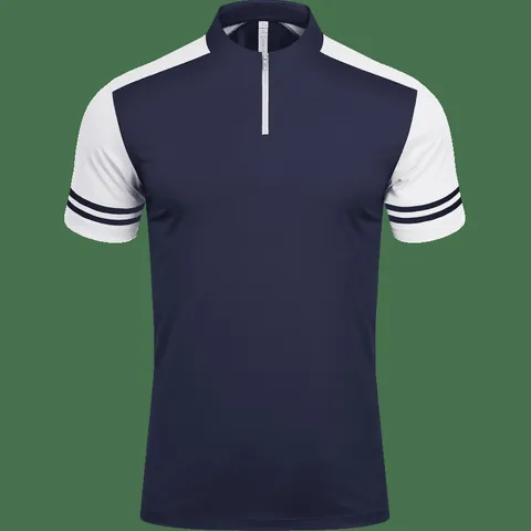 Unisex Schnelltrocknendes Polyester Farbblock Polo Shirt Reißverschluss Stehkragen Kurzarm Sport Top Arbeitskleidung