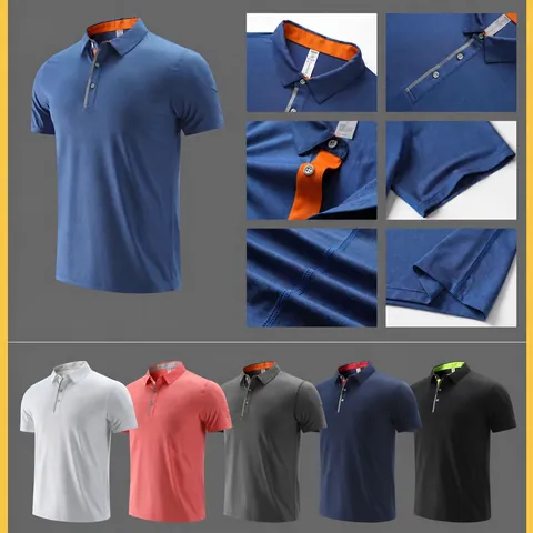 Polo Sportif Unisexe Respirant Évacuation de l'Humidité Manches Courtes Col à Revers Course Cyclisme Sportswear Décontracté