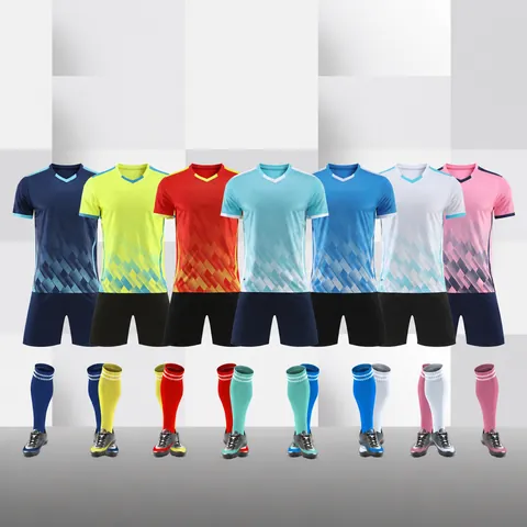 Summer Kids Adult Soccer Jersey Set Breathable Polyester Football Training Kit With Shorts Socks Top And Bottom Sportswear