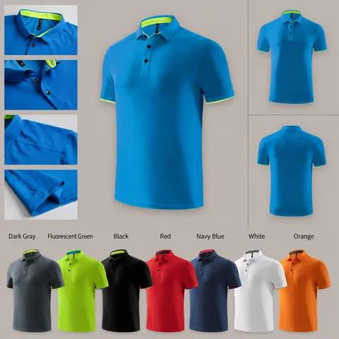 Polo Unisexe à Séchage Rapide Haute Élasticité Respirant Manches Courtes Revers Décontracté Vêtements de Travail Sport T-Shirt pour Hommes Femmes