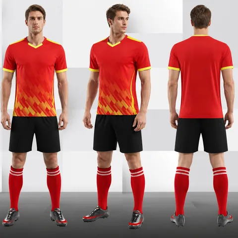 Summer Kids Adult Soccer Jersey Set Breathable Polyester Football Training Kit With Shorts Socks Top And Bottom Sportswear