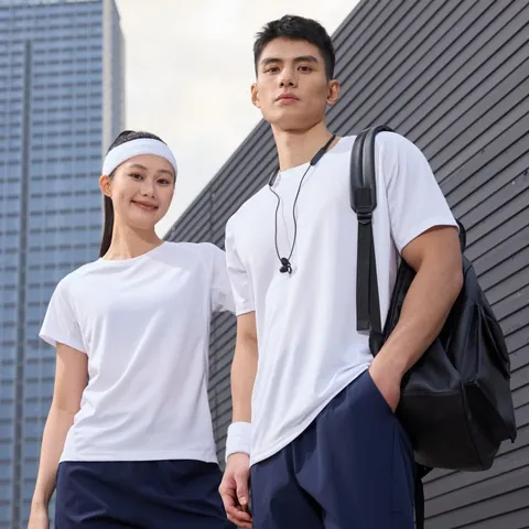 Camiseta Deportiva Unisex de Secado Rápido Ligera Transpirable Manga Corta Cuello Redondo Color Sólido para Correr Fitness Entrenamiento