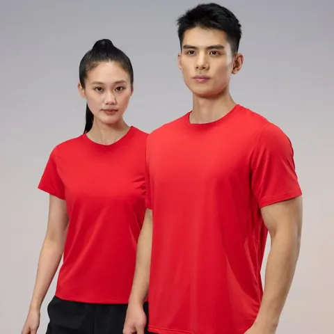Unisex Quick Dry T-Shirt Short Sleeve Ice Silk Breathable Running Fitness Sports Top Team Uniform Solid Printed Tee